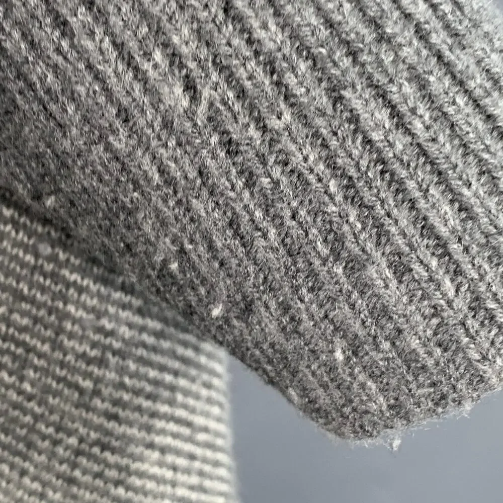 NO BRAND Size M Grey White Knit Shawl Collar Short Sleeve Open Front Cardigan